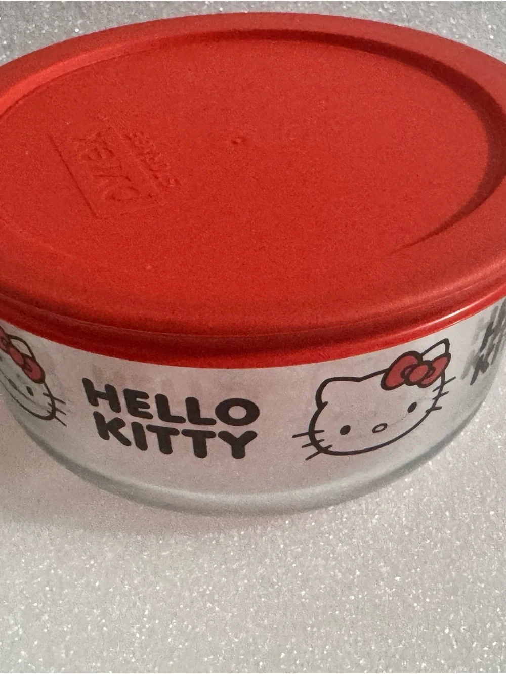 PINK Victoria's Secret Hello Kitty Glass Food Storage Container with Red Lid